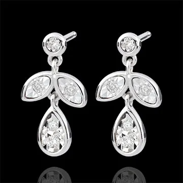 Boucles d'oreilles Hesmé - 10 diamants - or blanc 9 carats
