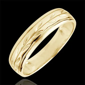 Alliance Fraicheur - Rameaux gravés variation or jaune 9 carats