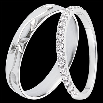Jardin Enchanté & Bettina Wedding Ring Duo – White Gold & Diamonds – 18 Carat