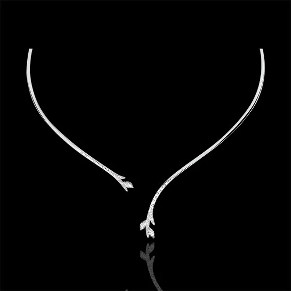 Necklace Mysterious wood - white gold and marquise diamonds - 9 carats