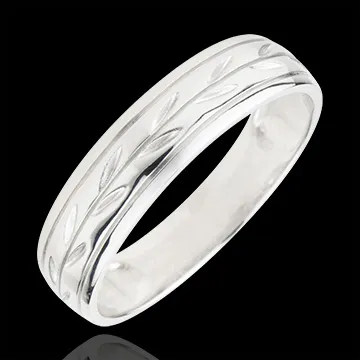 Alliance Fraicheur - Rameaux gravés variation or blanc 18 carats