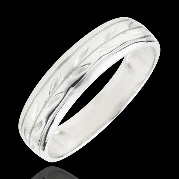 Alliance Fraicheur - Rameaux gravés variation or blanc 9 carats