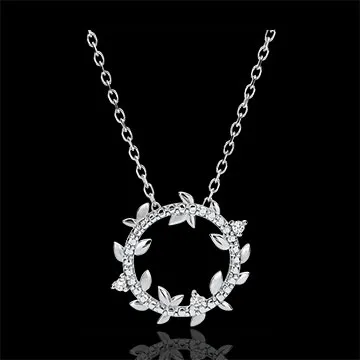 Collier rond Jardin Enchanté - Feuillage Royal - or blanc 18 carats et diamants