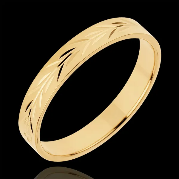 Freshness wedding ring - Palm engraved - yellow gold - 18 carat