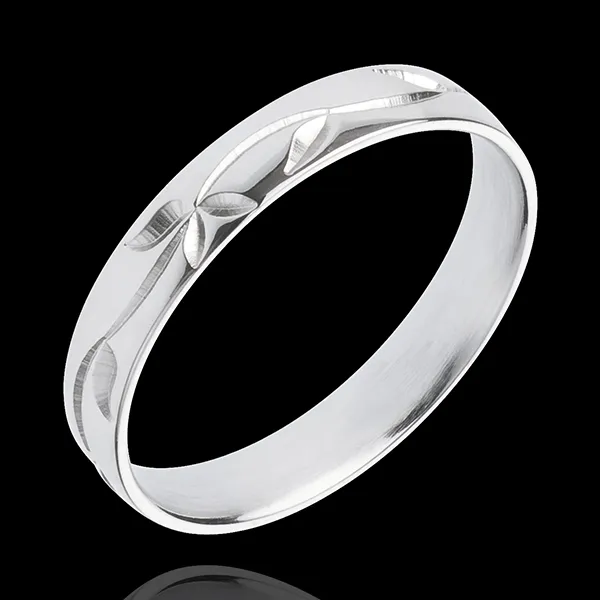 White gold wedding ring Freshness - Ivy engraved - white gold - 18 carat