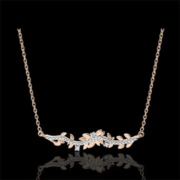 Necklace Enchanted Garden - Foliage Royal - Pink gold and diamonds - 9 carat