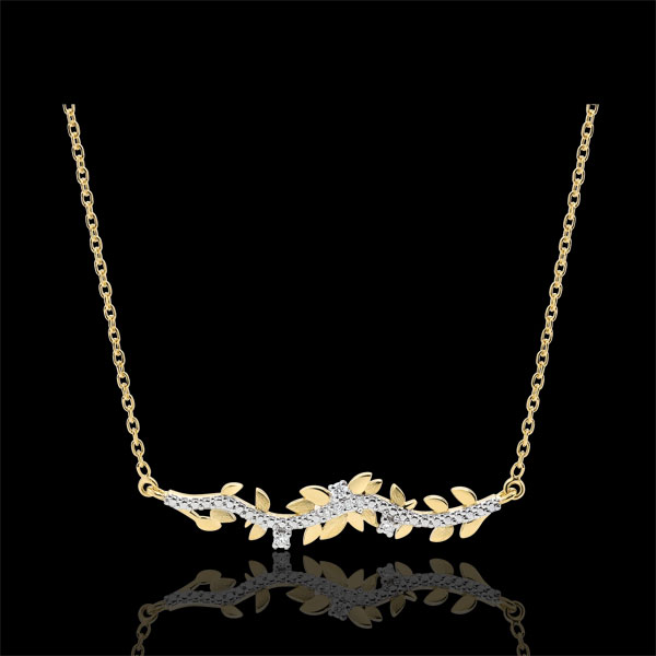 Necklace Enchanted Garden - Foliage Royal - Yellow gold and diamonds - 9 carat