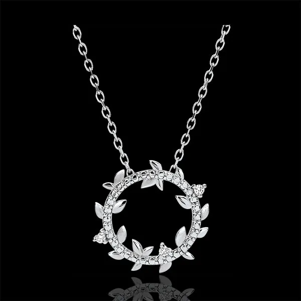 Shaft Necklace Enchanted Garden - Foliage Royal - white gold and diamonds - 9 carats
