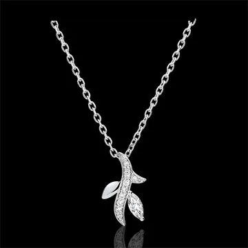 Necklace Mysterious wood - white gold and marquise diamonds - 9 carats