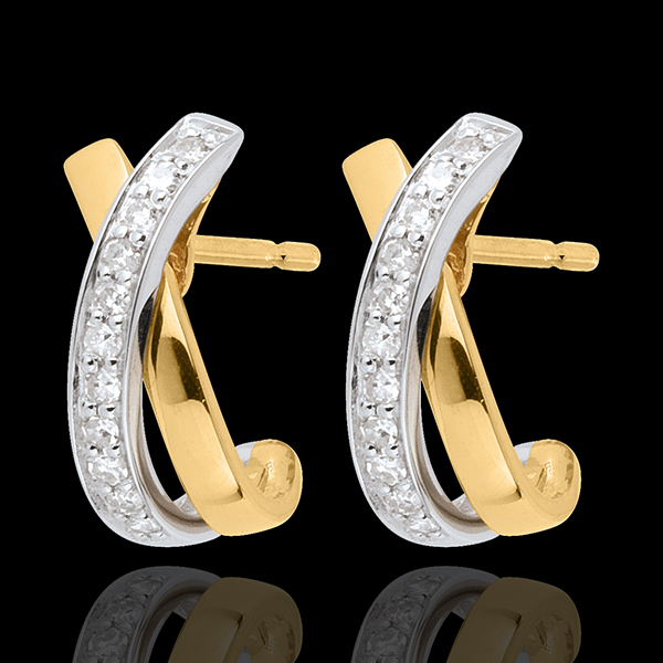 Jewelled White and Yellow Gold Earrings - 22 Diamonds