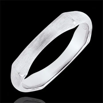 Inel Junglă Sacră - 4 mm - aur alb de 18K cu lustru periat