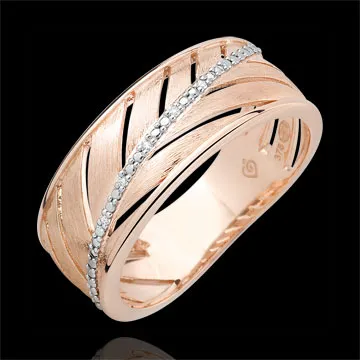 Inel Palmier - aur roz de 9K cu lustru periat şi diamante