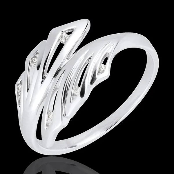 Anillo Frescura - Hojas de Palma - oro blanco 18 quilates