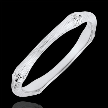 Anillo Jungla Sagrada - Multidiamantes 2 mm - oro blanco rugoso 18 quilates