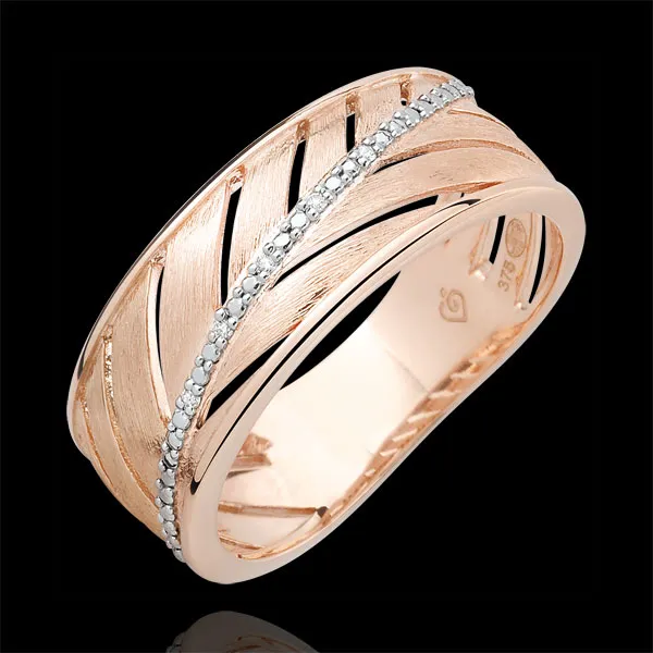 Anillo Palma - oro rosado cepillado 9 quilates y diamantes