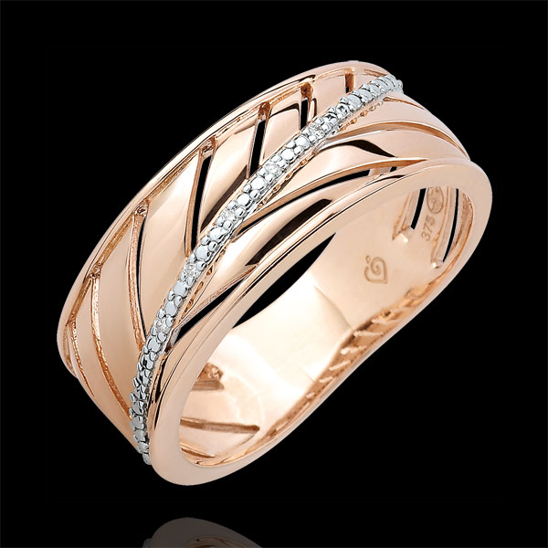 Anillo Palma - oro rosado 9 quilates y diamantes