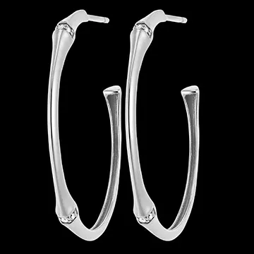 Pendientes en forma de aro Jungla Sagrada, grandes, diseño multi diamante - oro blanco de 18 quilates
