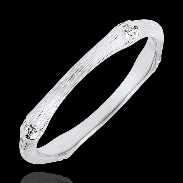 Anillo Jungla Sagrada - Multidiamantes 2 mm - oro blanco rugoso 18 quilates