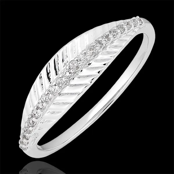 Bague Palme royale - or blanc 18 carats et diamants