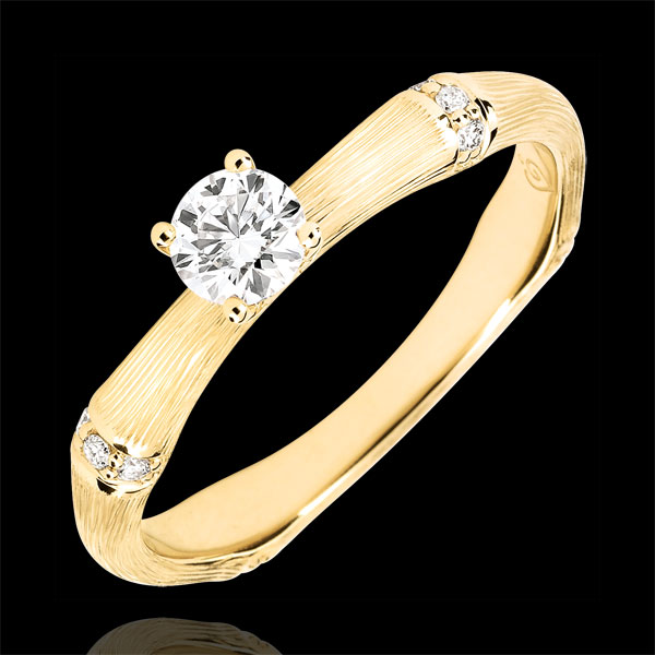 Jungle Sacrée man's engagment ring diamond 0.2 carat -brushed yellow gold 18 carats