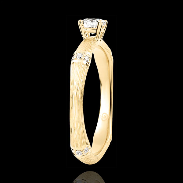 Jungle Sacrée man's engagment ring diamond 0.2 carat -brushed yellow gold 18 carats