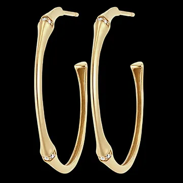 Jungle Sacrée Earhoops large model multi diamond- 9-carat yellow gold