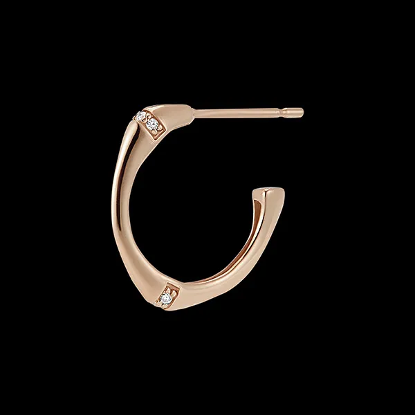 Jungle Sacrée Earhoops small model multi diamond- 9-carat pink gold