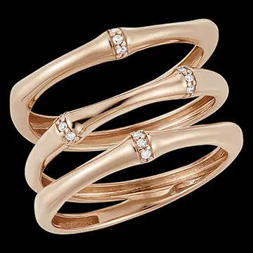 Bague Jungle Sacrée 3 rangs multi diamants - or rose 18 carats