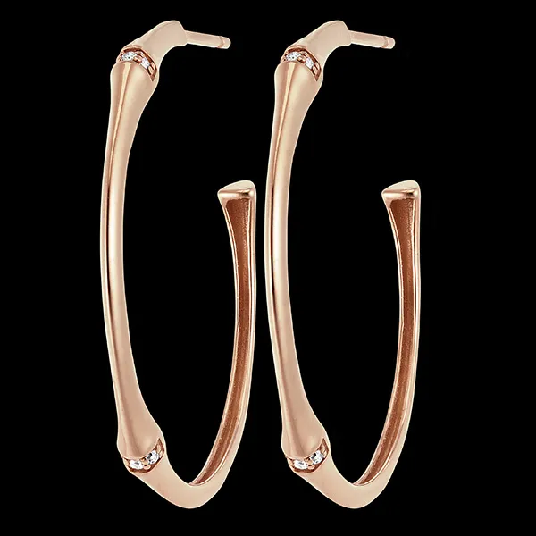 Jungle Sacrée Earhoops large model multi diamond- 18-carat pink gold