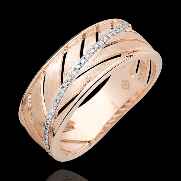 Palm-inspired Ring - 18 carat pink polished gold and diamonds