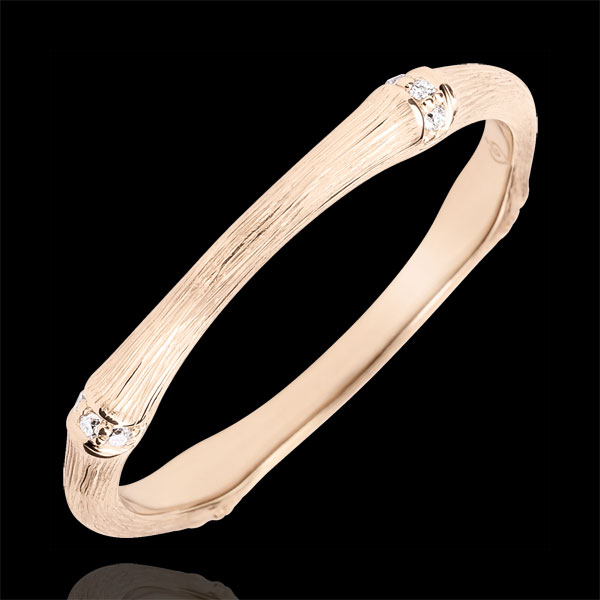 Jungle Sacrée Ring - Multi diamond 2 mm - brushed pink gold 18 carats