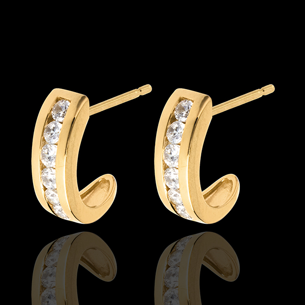 Kolczyki półksiężyce z żółtego złota 18-karatowego wysadzane diamentami - 0,41 karata - 12 diamentów