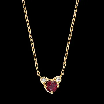 Calista Ketting – 9 karaat geelgoud, robijn en synthetische diamanten