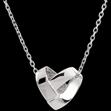 Origami Hart ketting – 9 karaat witgoud