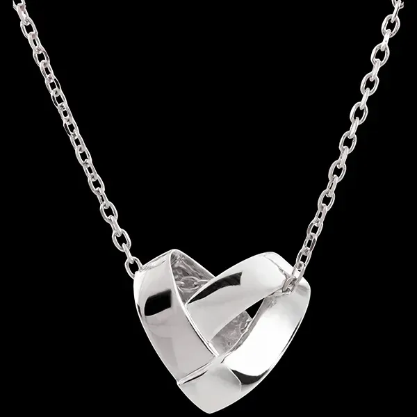 Origami Hart ketting – 9 karaat witgoud