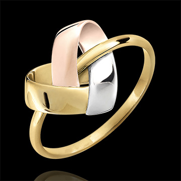 Ring Gevouwen hart - 3 soorten goud 18 karaat
