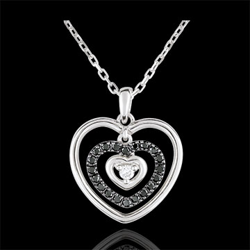 Halsketting Hart Orma 18 karaat witgoud en zwarte Diamant