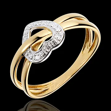 Ring Liefdesplaneet - 18 karaat witgoud en geelgoud