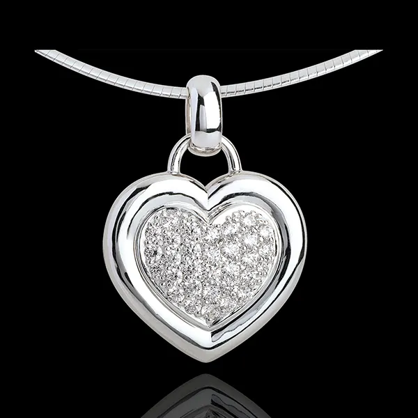 Hanger 18 karaat witgoud bezet hart - 0.75 karaat - 31 Diamanten