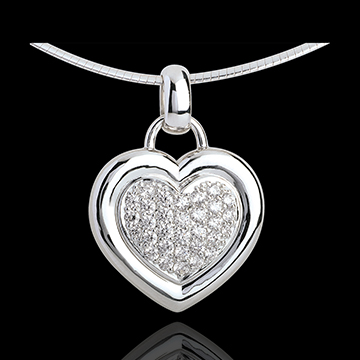 Hanger 18 karaat witgoud bezet hart - 0.75 karaat - 31 Diamanten