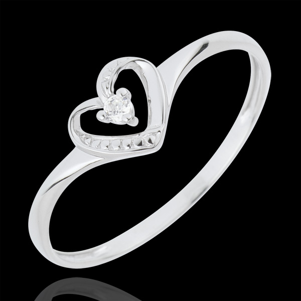 Ring Solitaire Liefdeshart - 18 karaat witgoud