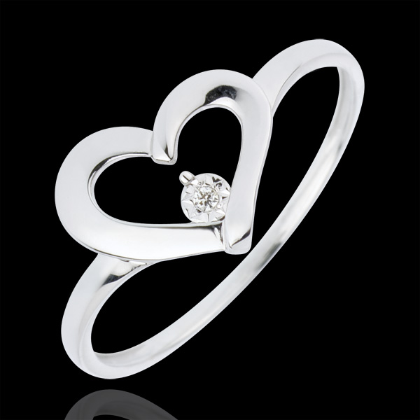 Ring waardevol hart - 0.01 karaat Diamant - 18 karaat witgoud