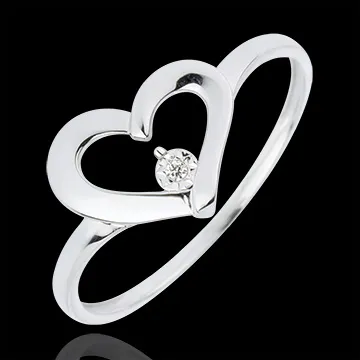 Ring waardevol hart - 0.01 karaat Diamant - 18 karaat witgoud