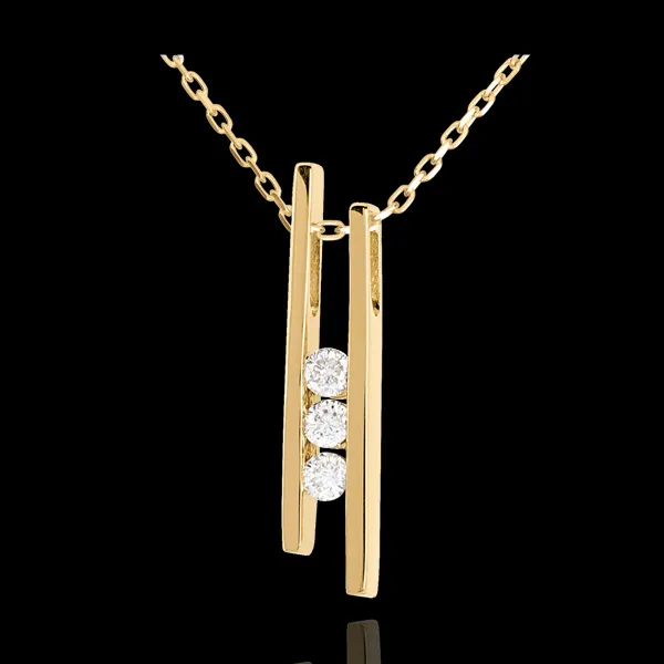 Collier Stimmgabel Trilogie in Gelbgold - 3 Diamanten