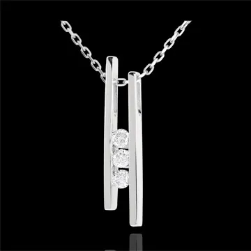 Collier Stimmgabel Trilogie in Weissgold - 3 Diamanten