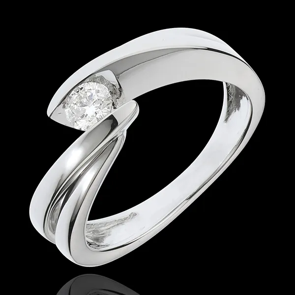 Solitärring Kostbarer Kokon - Undine - Weißgold - 1 Diamant 0.205 Karat - 18 Karat