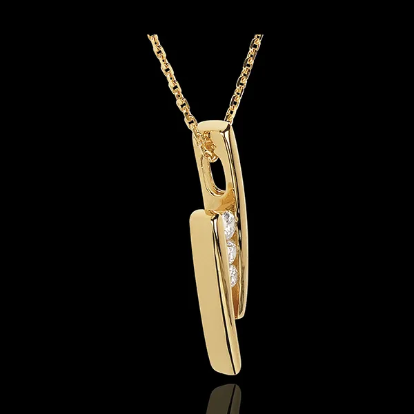 Halskette Trilogie Kostbarer Kokon - Abschweifung - Gelbgold - 18 Karat