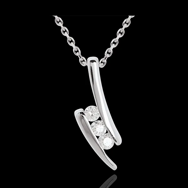 Diamant Collier Trilogie Zitat in Weissgold - 3 Diamanten