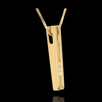 Collier Stimmgabel Trilogie in Gelbgold - 3 Diamanten