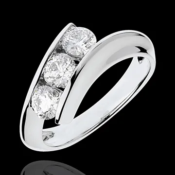 Trilogie Ring Kostbarer Kokon - Weiblichkeit - Weißgold - 3 Diamanten 1 Karat - 18 Karat
